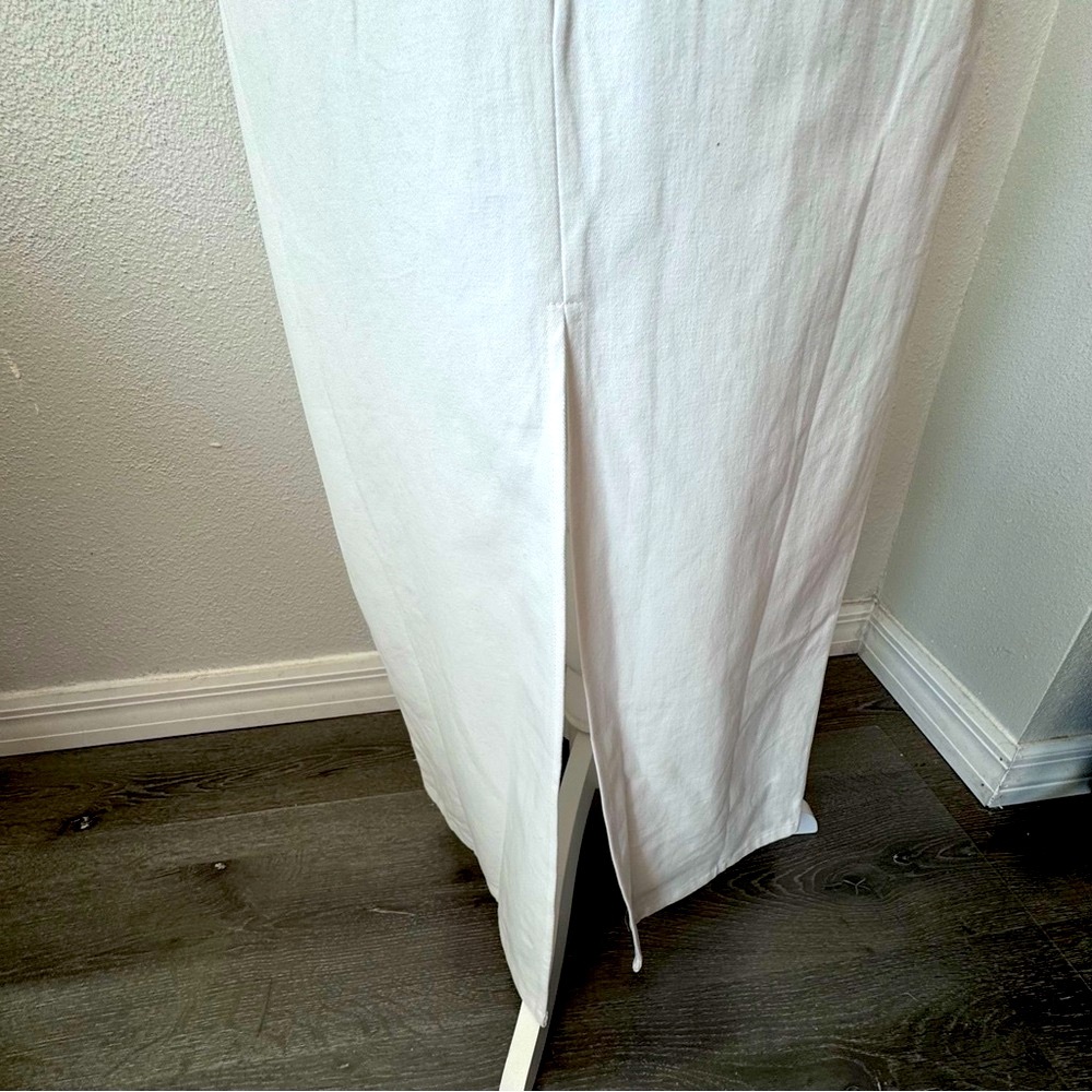 Commense White Maxi Skirt Parisian Slit Belt Loops Boho SZ M NWT - Picture 5 of 11